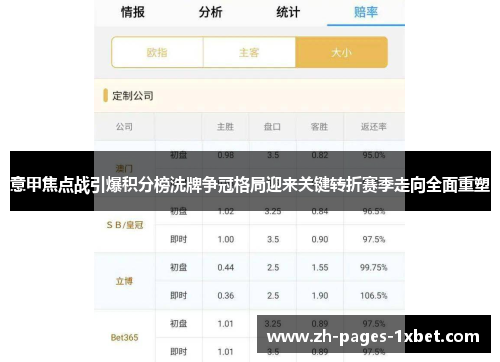 意甲焦点战引爆积分榜洗牌争冠格局迎来关键转折赛季走向全面重塑