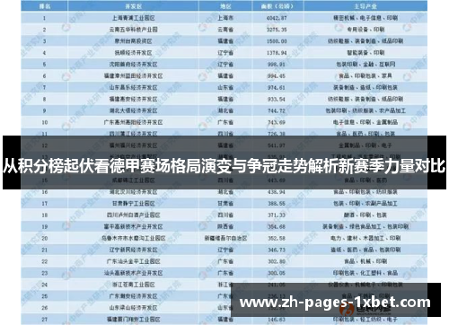 从积分榜起伏看德甲赛场格局演变与争冠走势解析新赛季力量对比